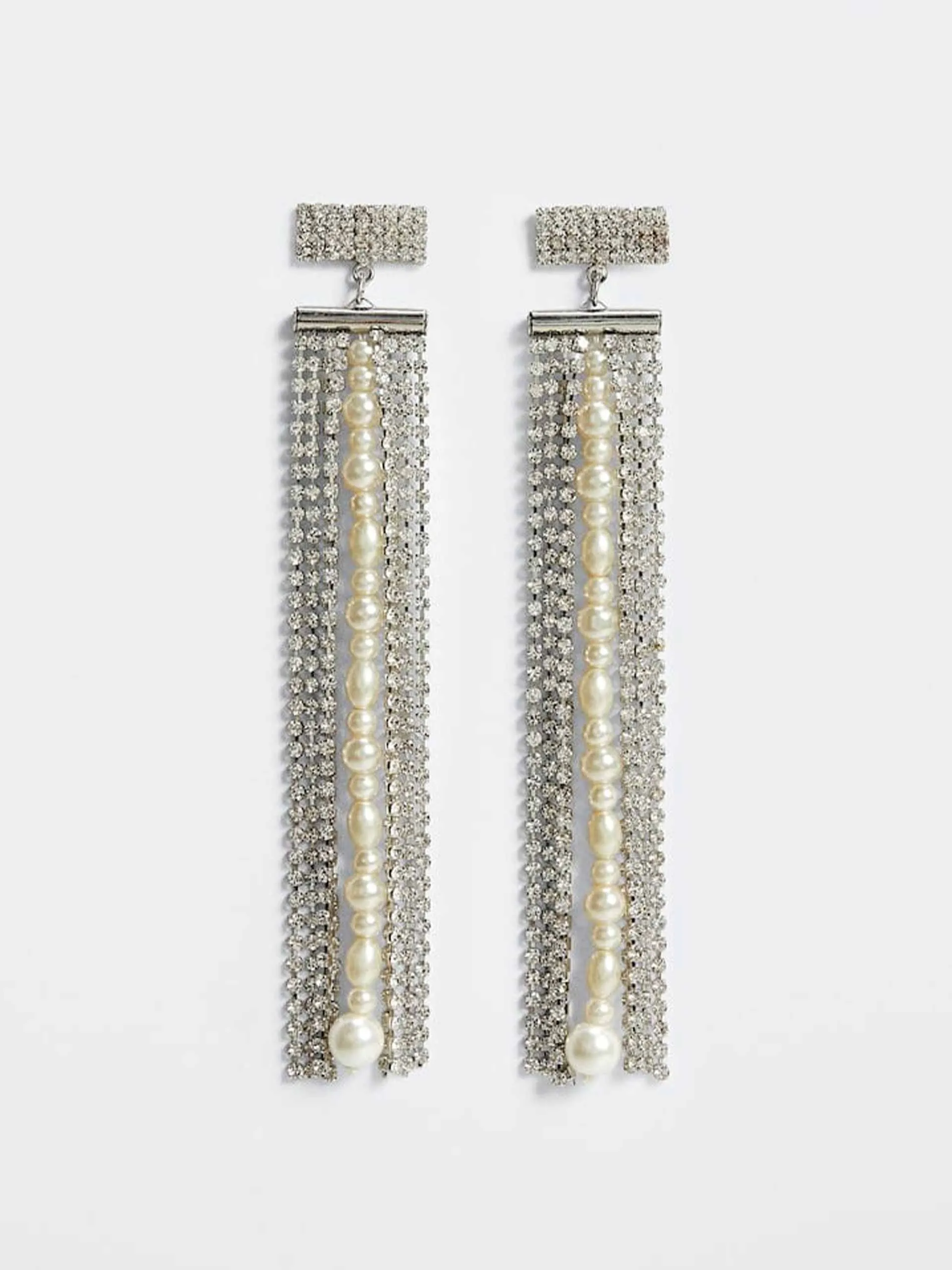 Crystal cascade earring with pearls