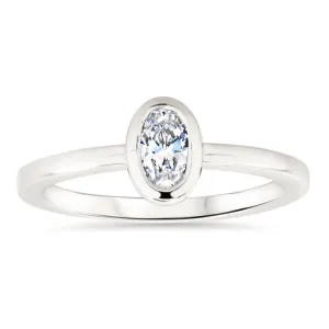 Dainty Bezel Set Oval Solitaire Engagement Ring   - Olivia