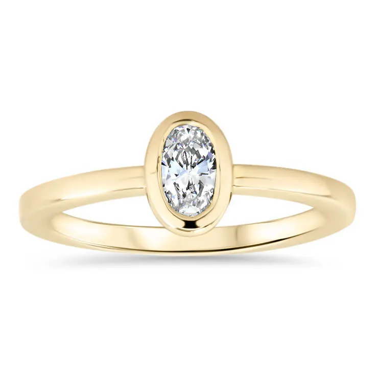 Dainty Bezel Set Oval Solitaire Engagement Ring   - Olivia