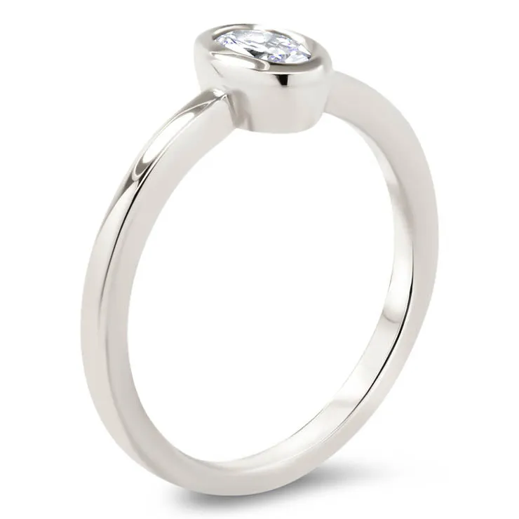 Dainty Bezel Set Oval Solitaire Engagement Ring   - Olivia