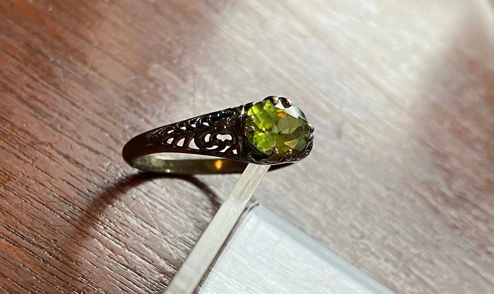 Designer CNA Sterling Silver 925 Peridot Ring Sz 7.75