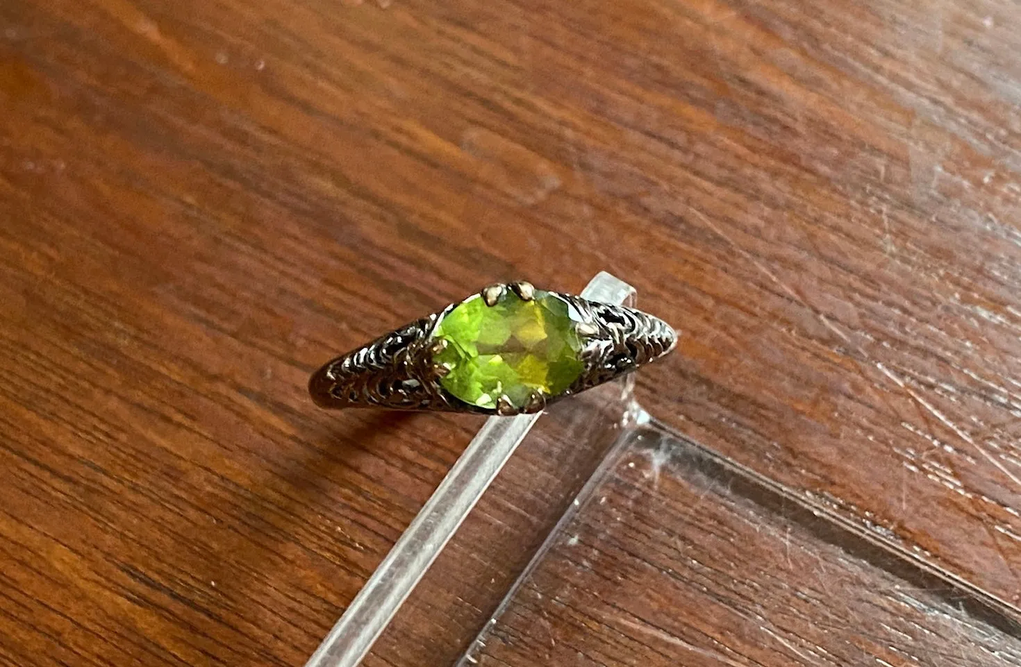 Designer CNA Sterling Silver 925 Peridot Ring Sz 7.75