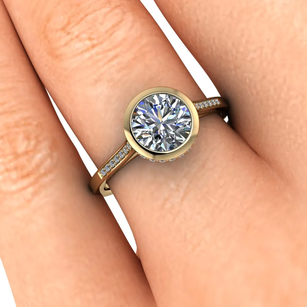 Diamond Bezel Set Moissanite Engagement Ring - Cherish