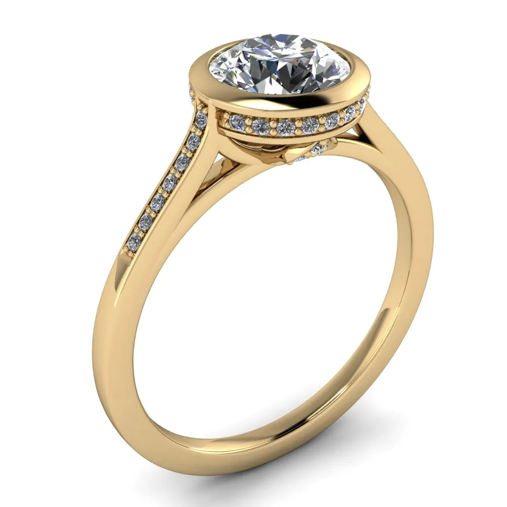 Diamond Bezel Set Moissanite Engagement Ring - Cherish