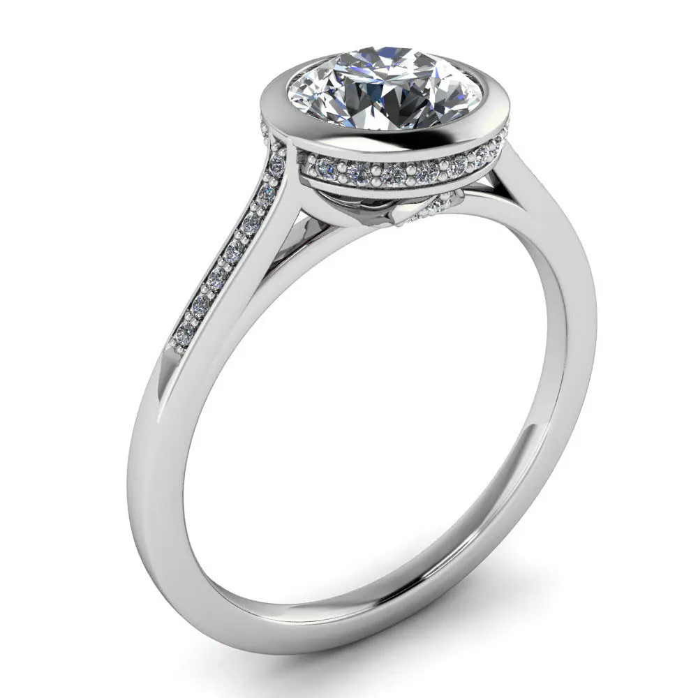 Diamond Bezel Set Moissanite Engagement Ring - Cherish