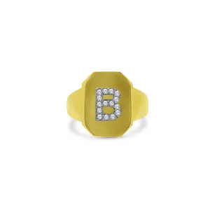 Diamond Initial Signet Ring