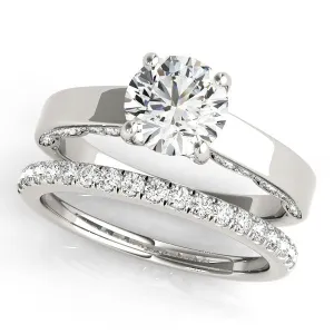 Diamond Surprise Engagement Ring Moissanite Center Stone Wedding Set