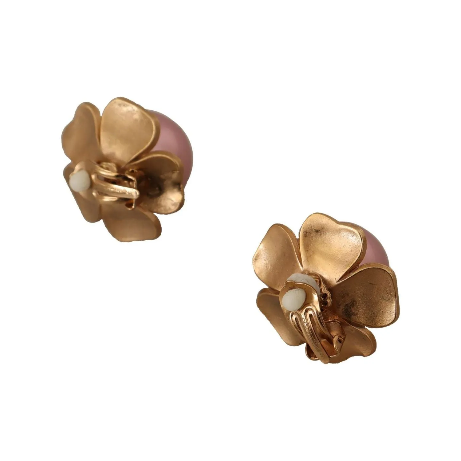 Dolce & Gabbana Elegant Floral Crystal Pearl Clip-On Earrings