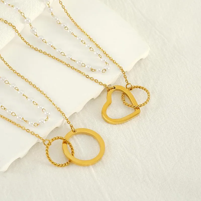 Dual Charm Pendant Necklace – Classic Gold Heart for Timeless Elegance