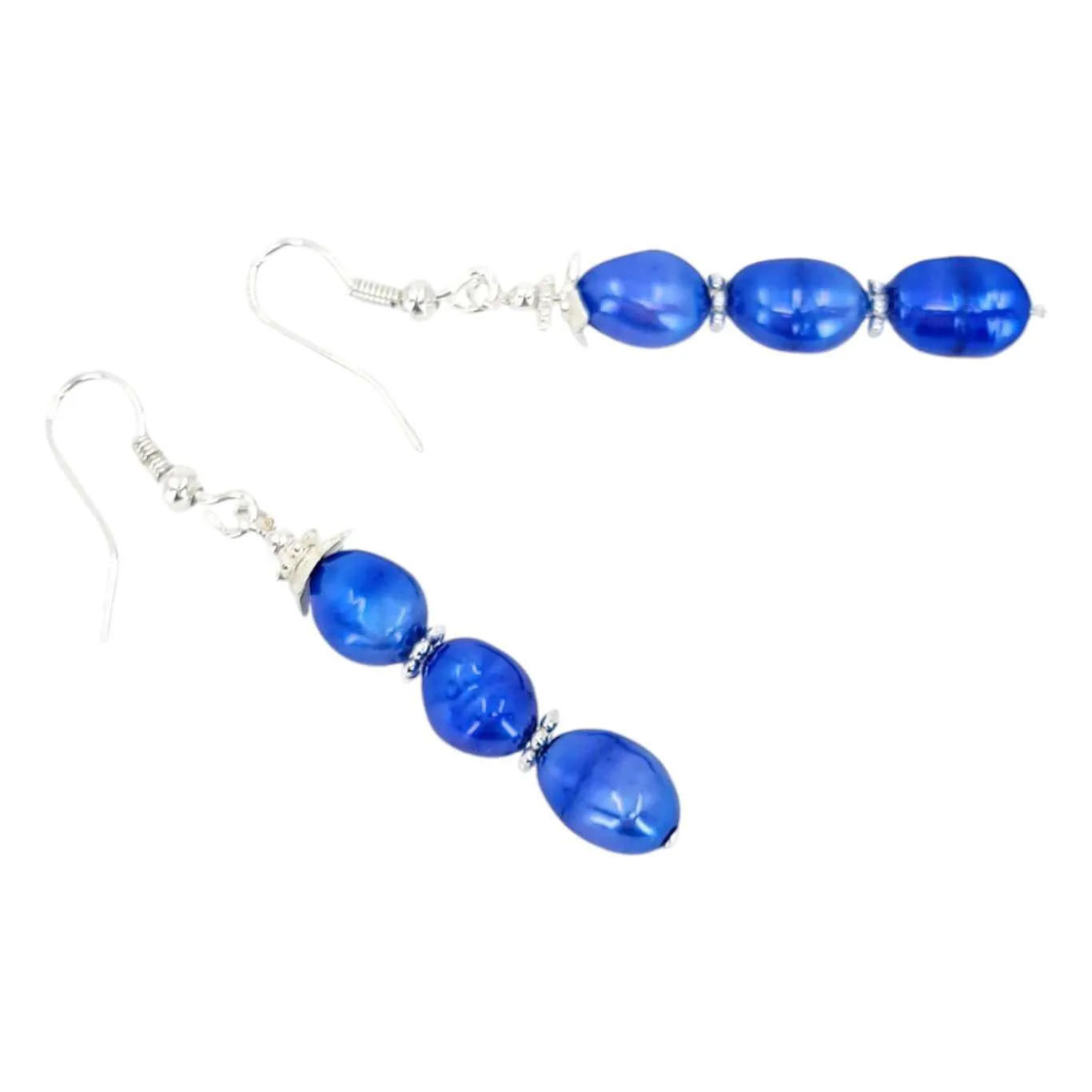 Earrings - Triple Baroque Pearl Drops (Blue) by Tiny Aloha