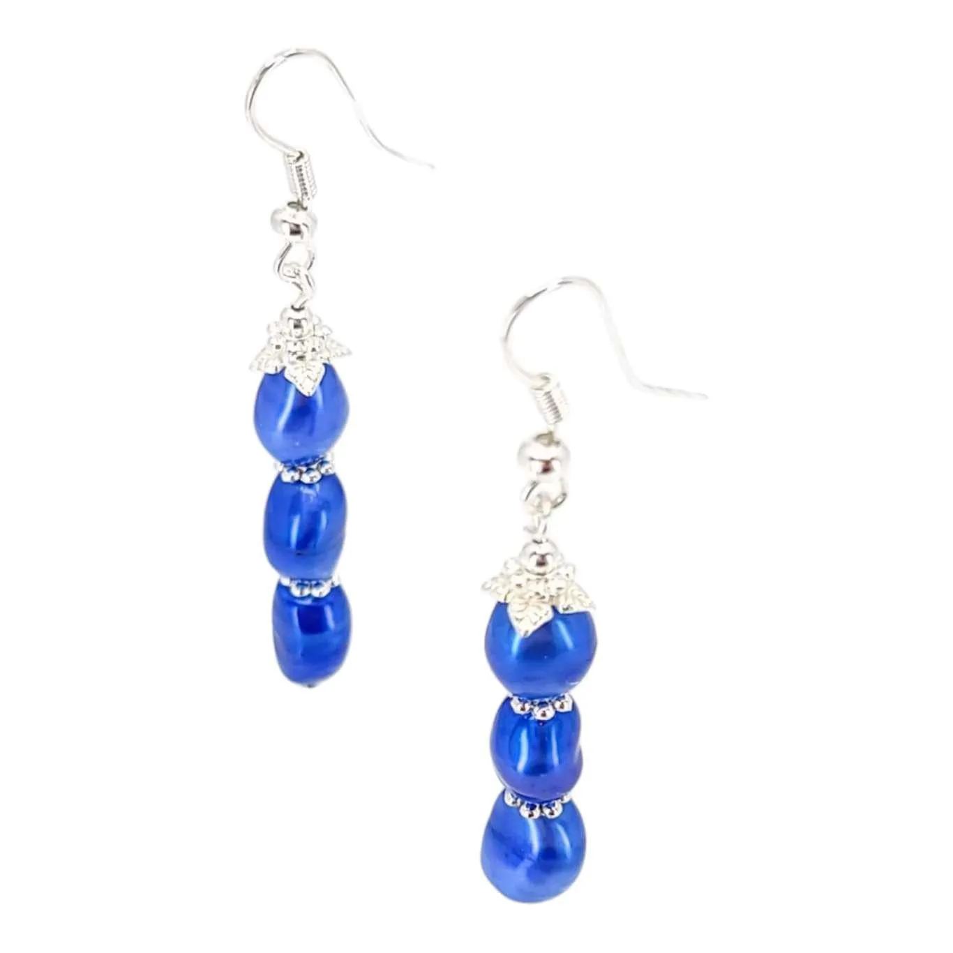 Earrings - Triple Baroque Pearl Drops (Blue) by Tiny Aloha