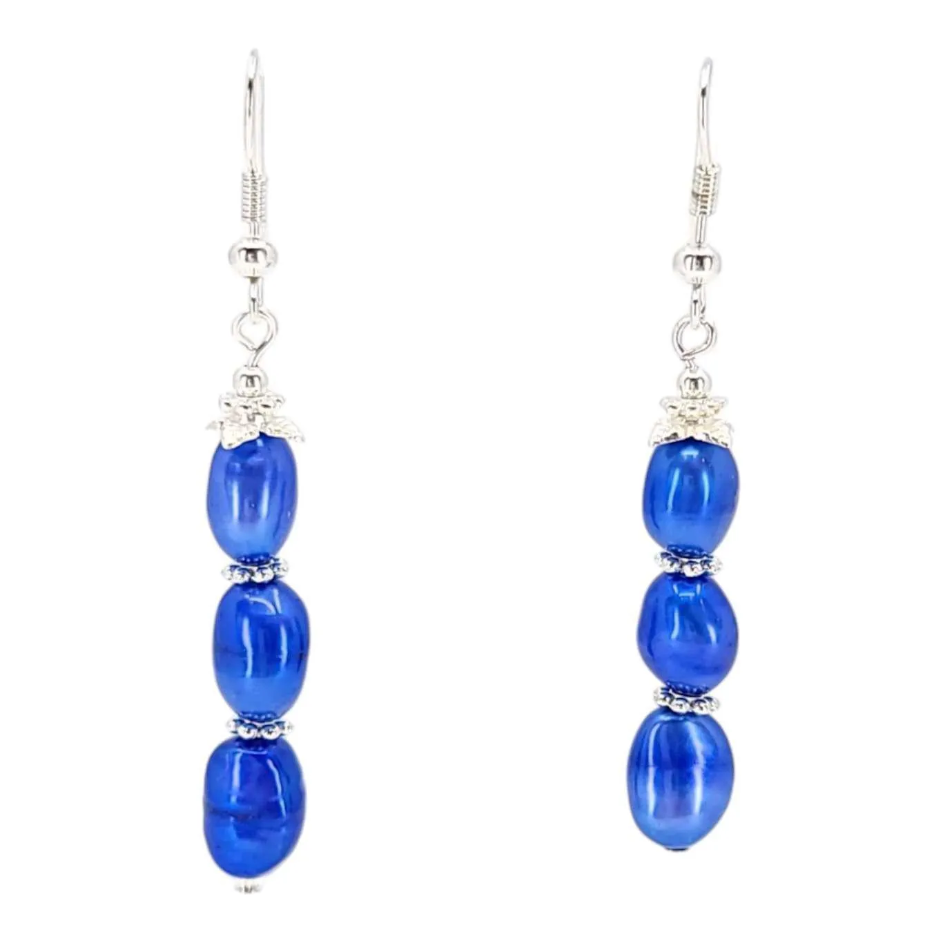 Earrings - Triple Baroque Pearl Drops (Blue) by Tiny Aloha