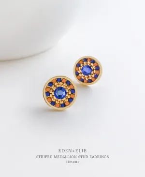 EDEN   ELIE Striped Medallion stud earrings - kimono