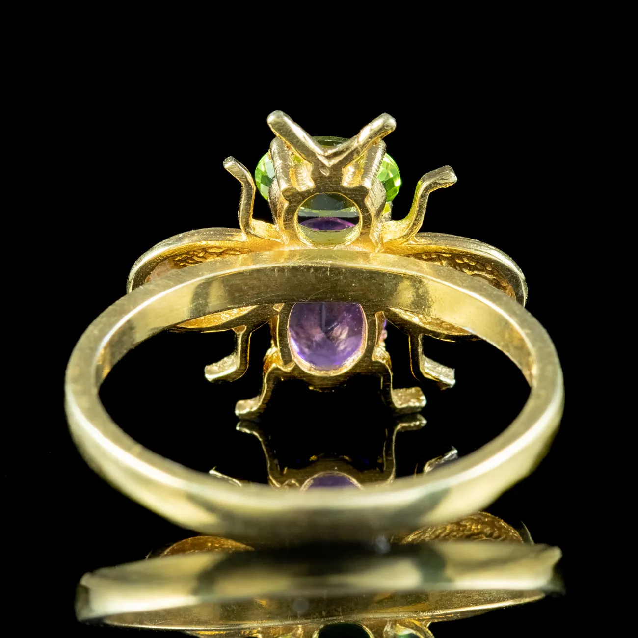 Edwardian Suffragette Style Bee Ring Peridot Amethyst Pearl