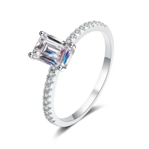 Emerald Cut D VVS Moissanite Engagement Ring 1ct or 2ct