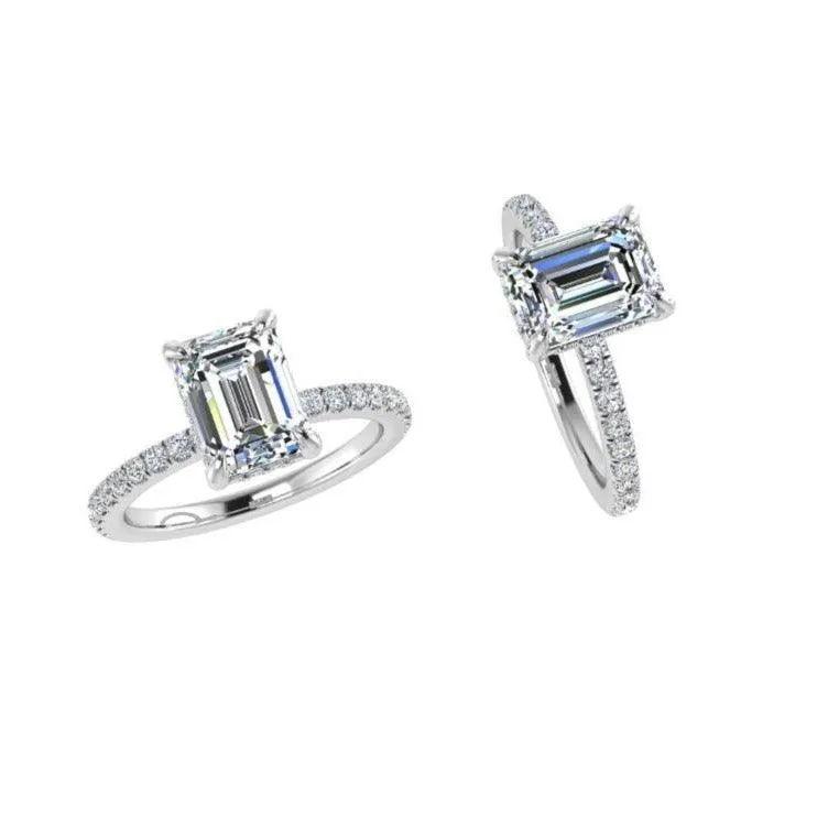 Emerald Cut Diamond Engagement Ring 0.36 carats