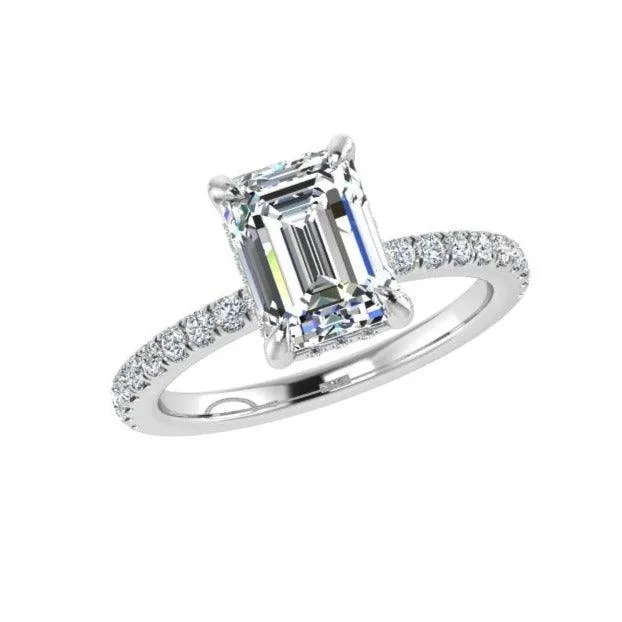 Emerald Cut Diamond Engagement Ring 0.36 carats