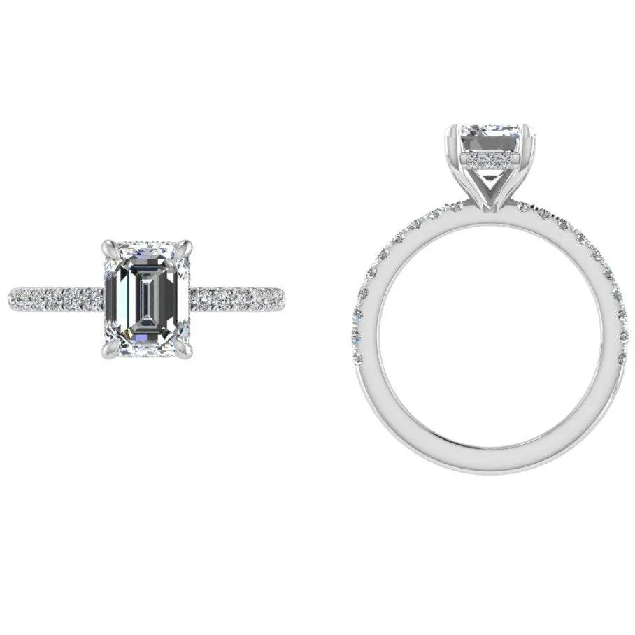 Emerald Cut Diamond Engagement Ring 0.36 carats