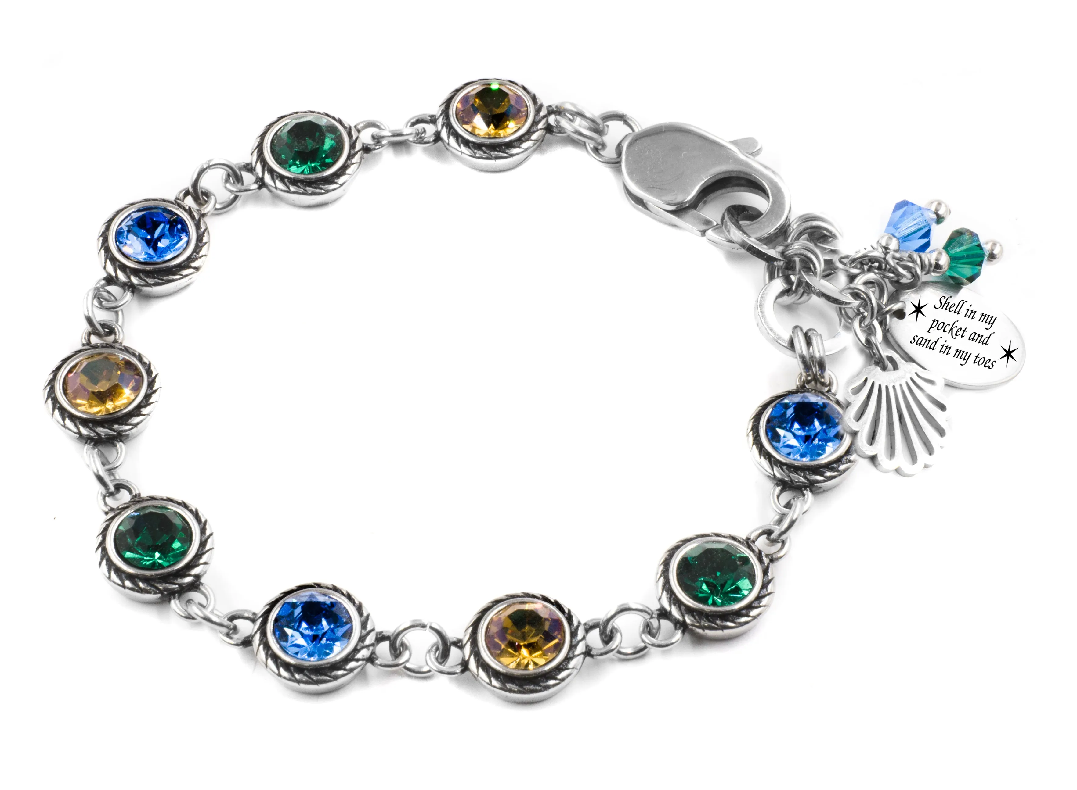 Engraved Crystal Bracelet, Beach Sunrise