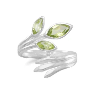 Fan Design Marquise Peridot Wrap Ring