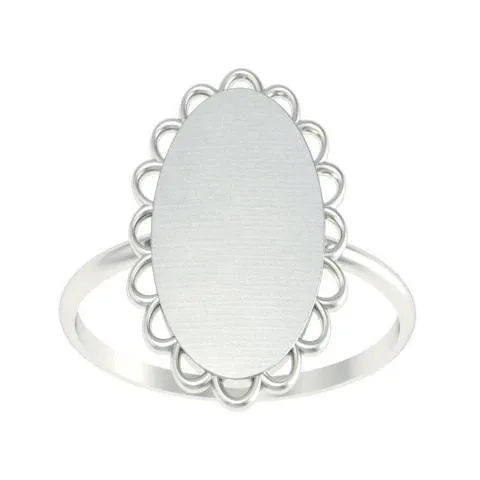 Fancy Oval Signet Ring for Women - 16mm x 9mm