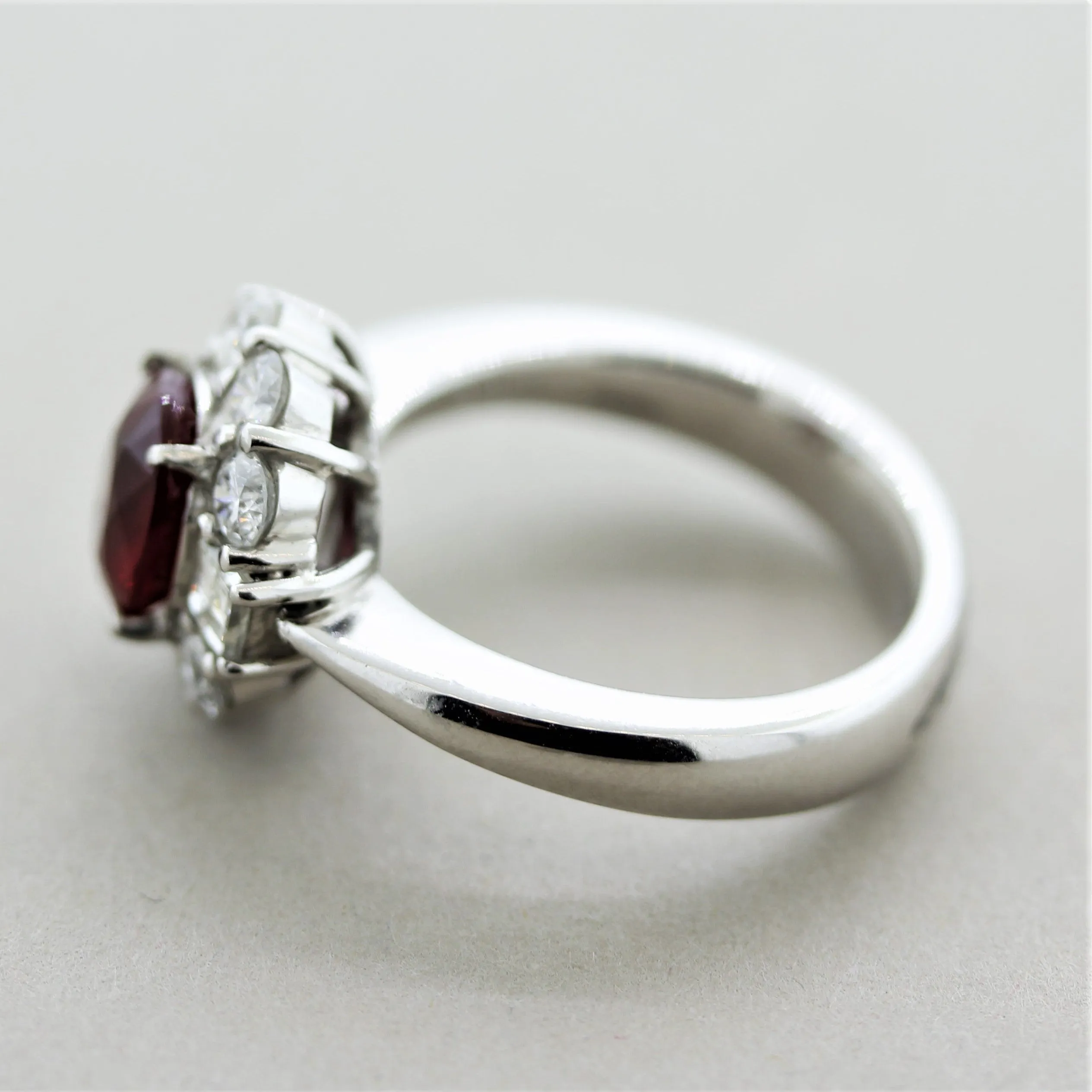 Fine Burmese Ruby Diamond Platinum Ring, GIA Certified