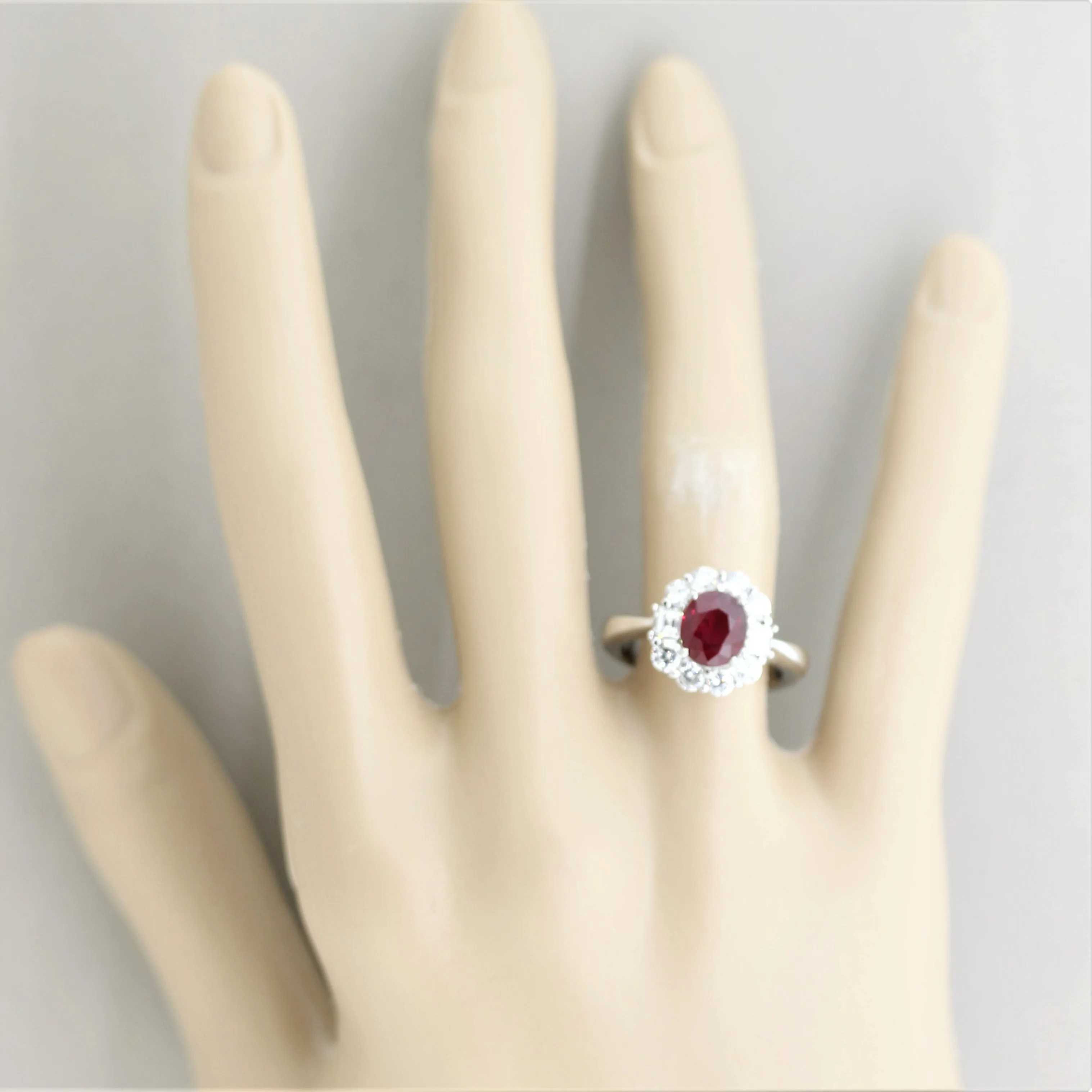 Fine Burmese Ruby Diamond Platinum Ring, GIA Certified