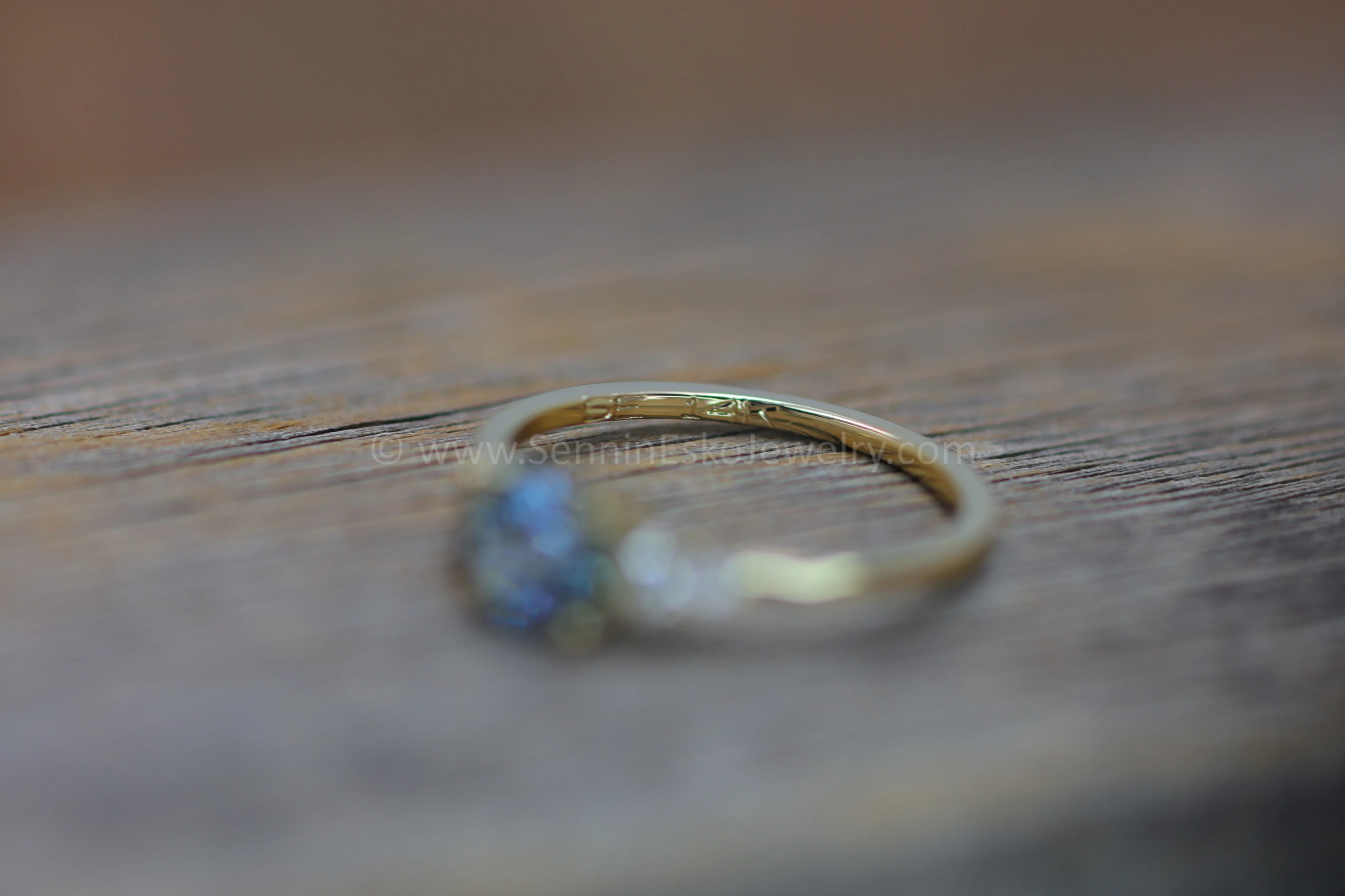 Five Stone Diamond Accented Multi Prong Setting - Depicted with a Sky Blue Montana Sapphire (Setting Only, Center Stone Sold Separately)