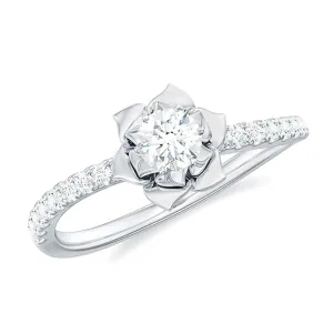 Floral Inspired Moissanite Engagement Ring in Gold