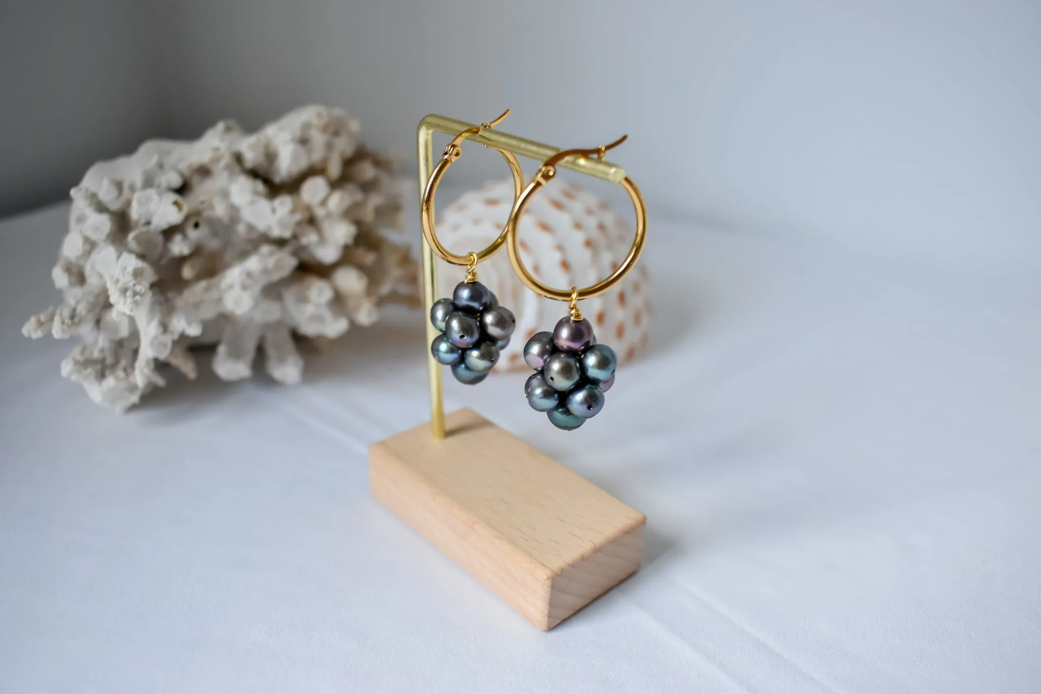 GABRIELLA EARRINGS - Grape Clustered Pearl Earrings