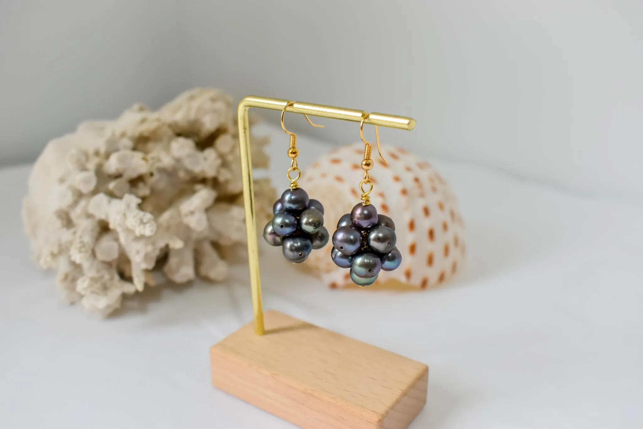 GABRIELLA EARRINGS - Grape Clustered Pearl Earrings