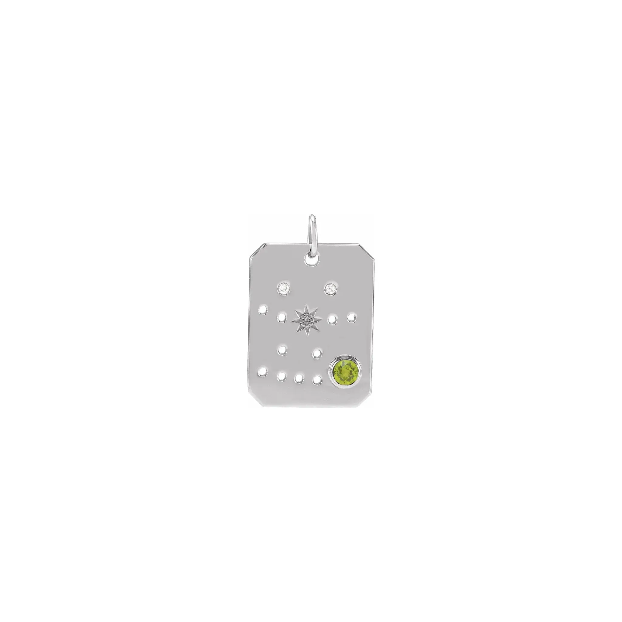 Gemini Peridot and Diamond Zodiac Constellation Pendant