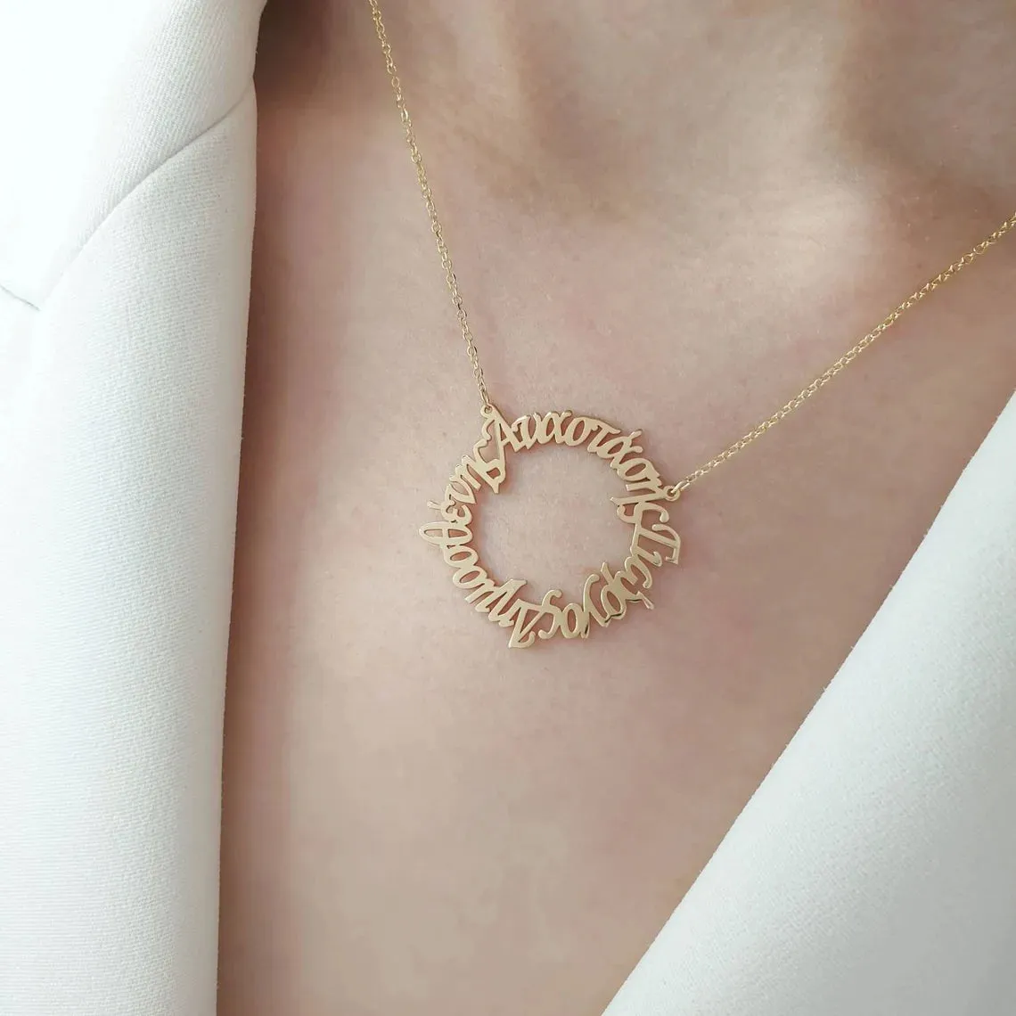 Gold Circular Necklace With Names