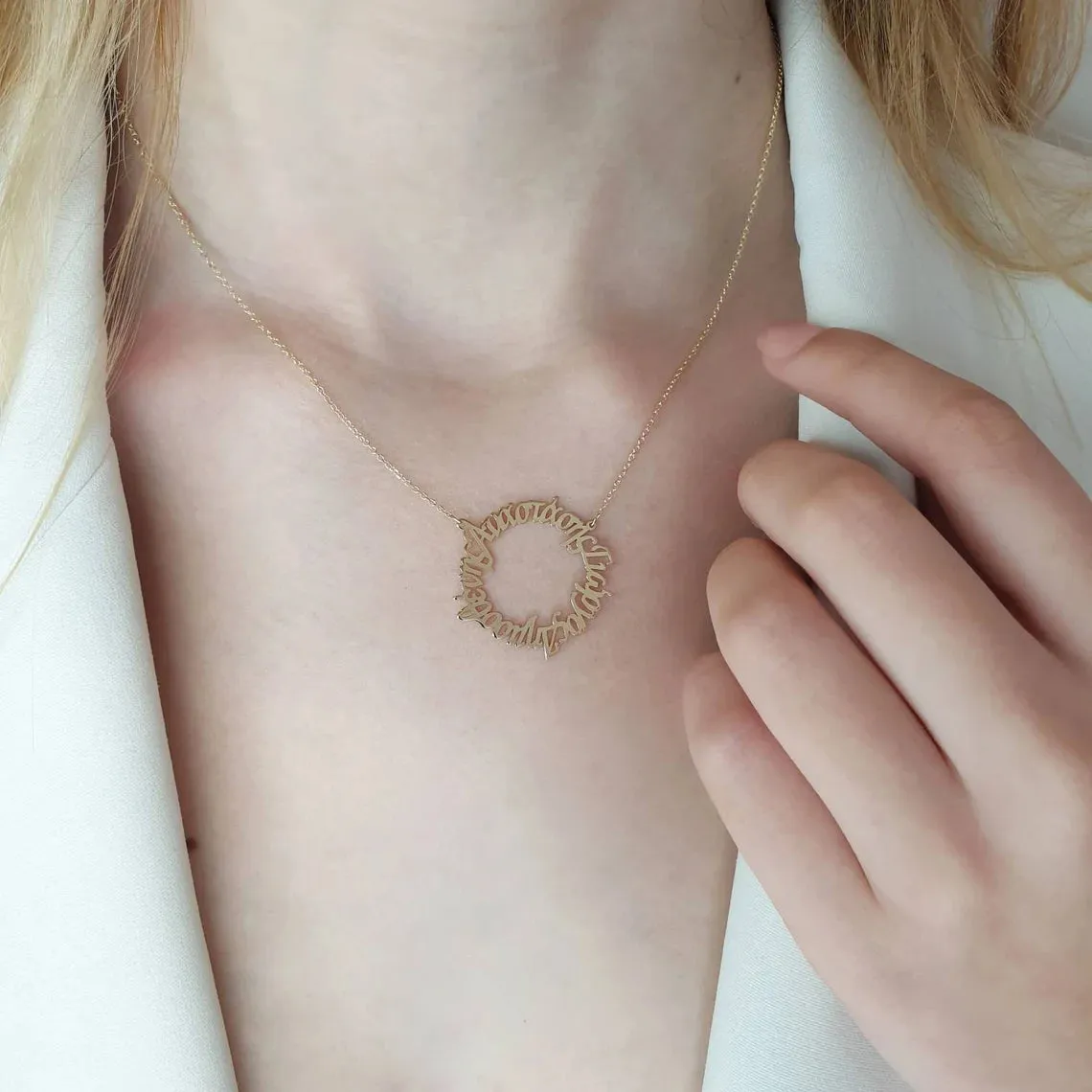 Gold Circular Necklace With Names