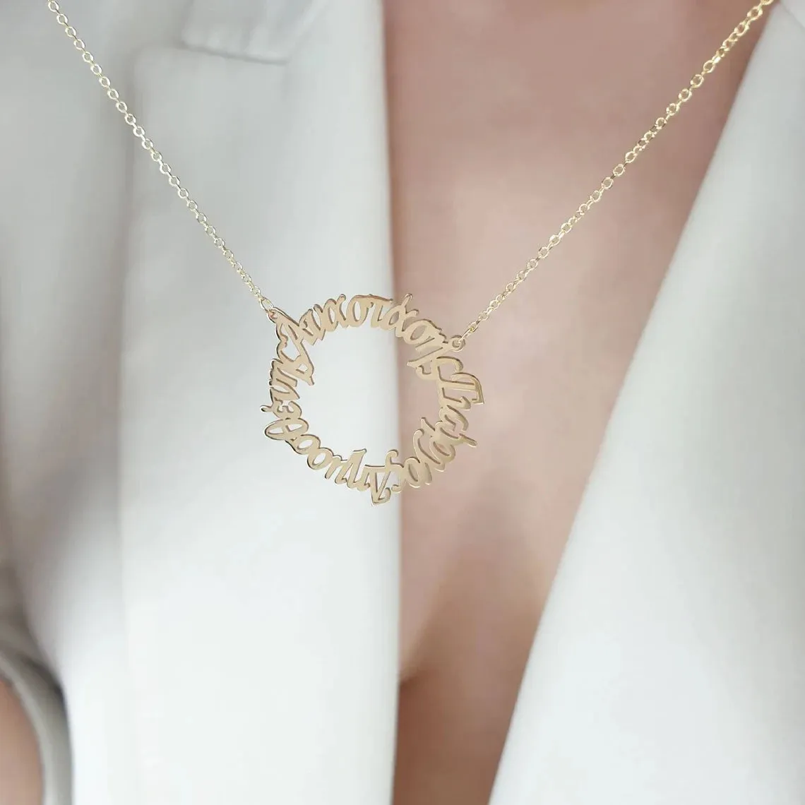 Gold Circular Necklace With Names