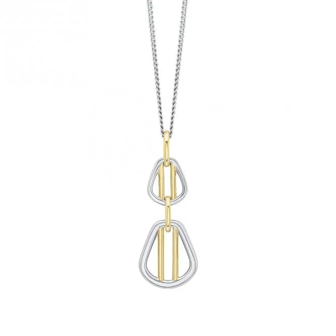 Gold Sterling Silver Cage Bar Drop Pendant P5416