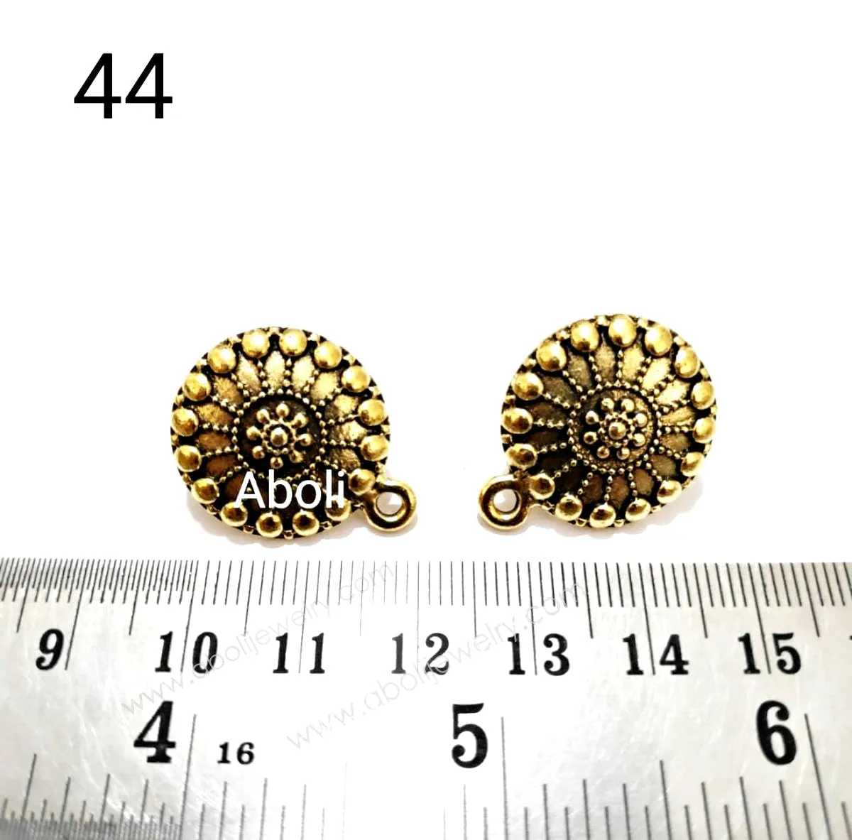 Golden mandala stud earrings components metal earrings findings ESG44