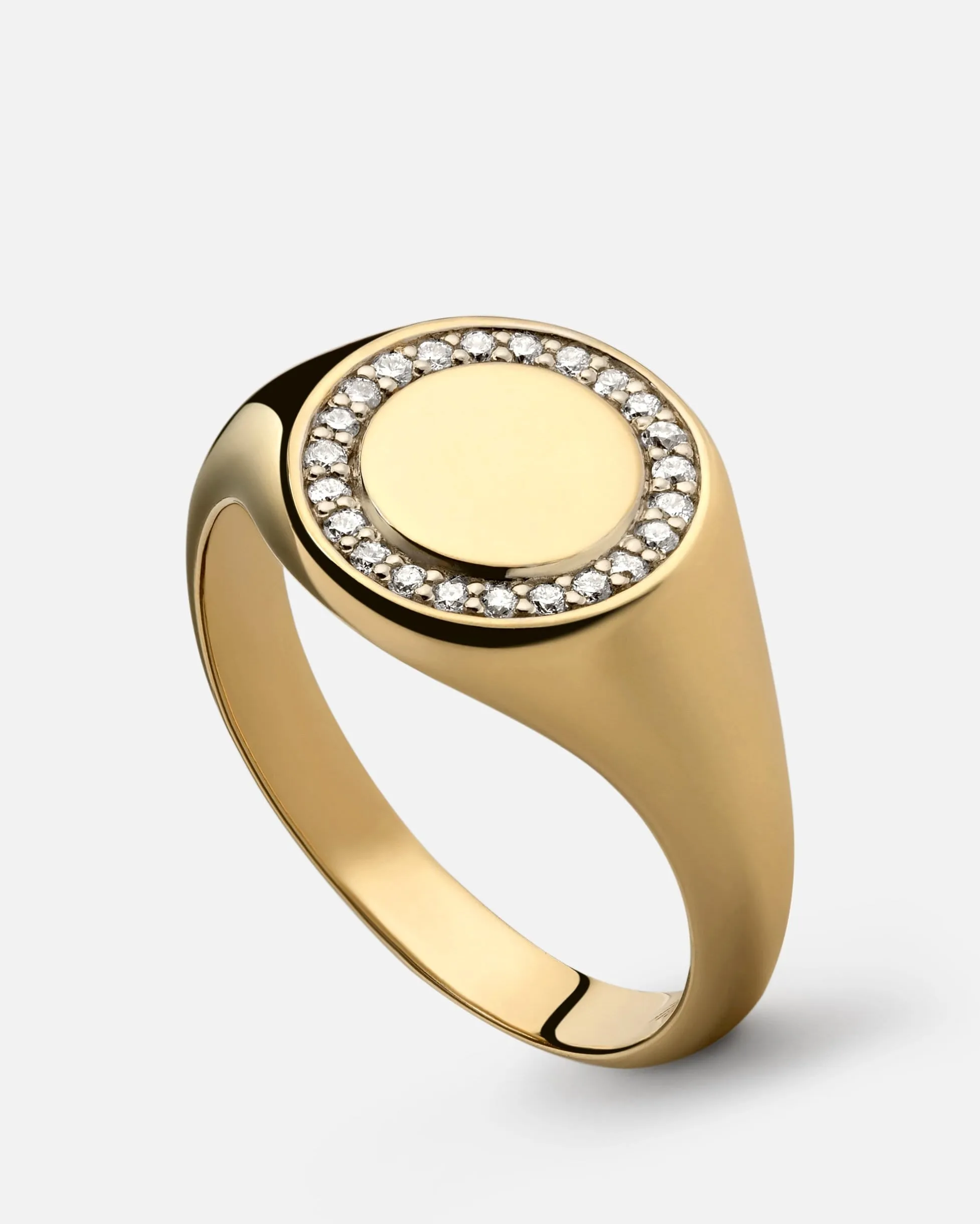 Halo Signet Ring, Gold Vermeil/Sapphire