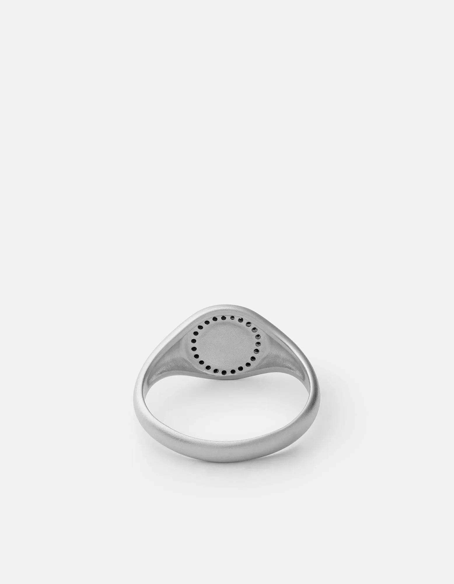 Halo Signet Ring, Matte Silver/Black Diamonds