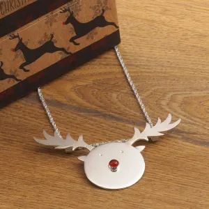 Handmade Sterling Silver Christmas Reindeer Necklace Personalised