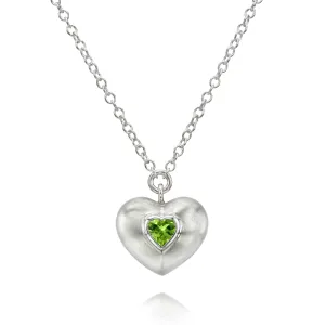 Heart Vessel Necklace - Sterling Silver   Peridot