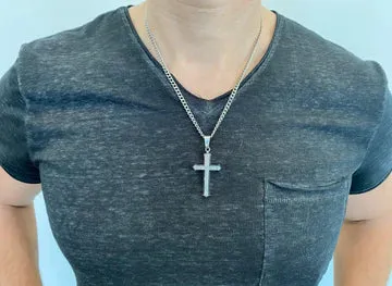 Inlaid Guarded Cross 24” Necklace