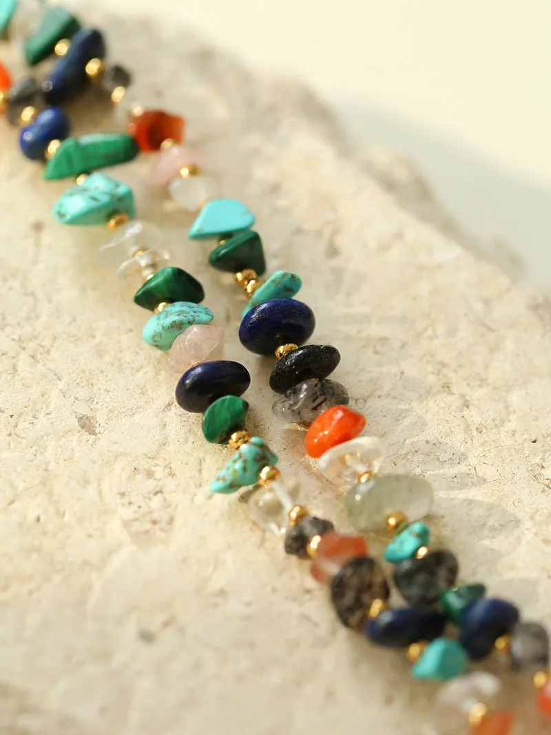 Irregular Colored Broken Stone Bead Bracelets