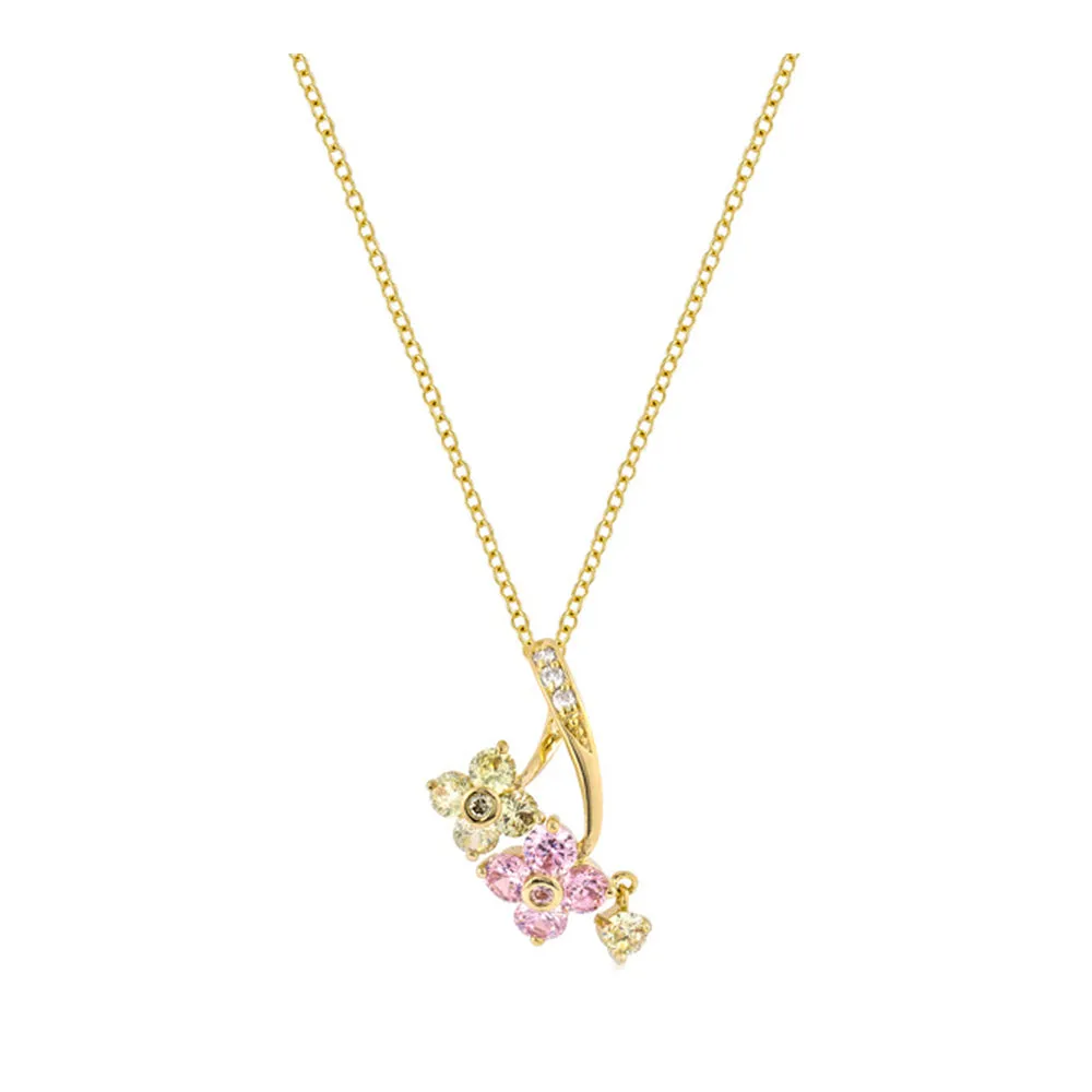 J Goodin Cubic Zirconia Classic Fashion Style Golden Floral Couplet Pendant For Women