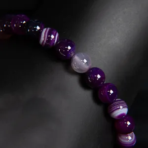 Jareth Beaded Purple Vein Agate Bracelet