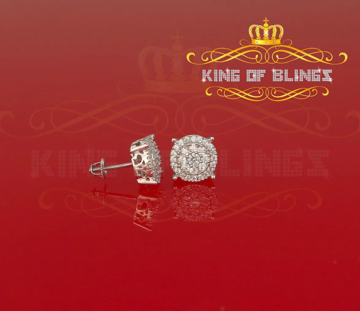 King of Blings- 1.96ct Cubic Zirconia Aretes Para Hombre 925 White Silver Women's Round Earring