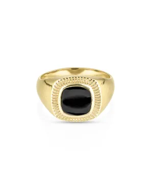 Lennox Black Onyx Gold Ring