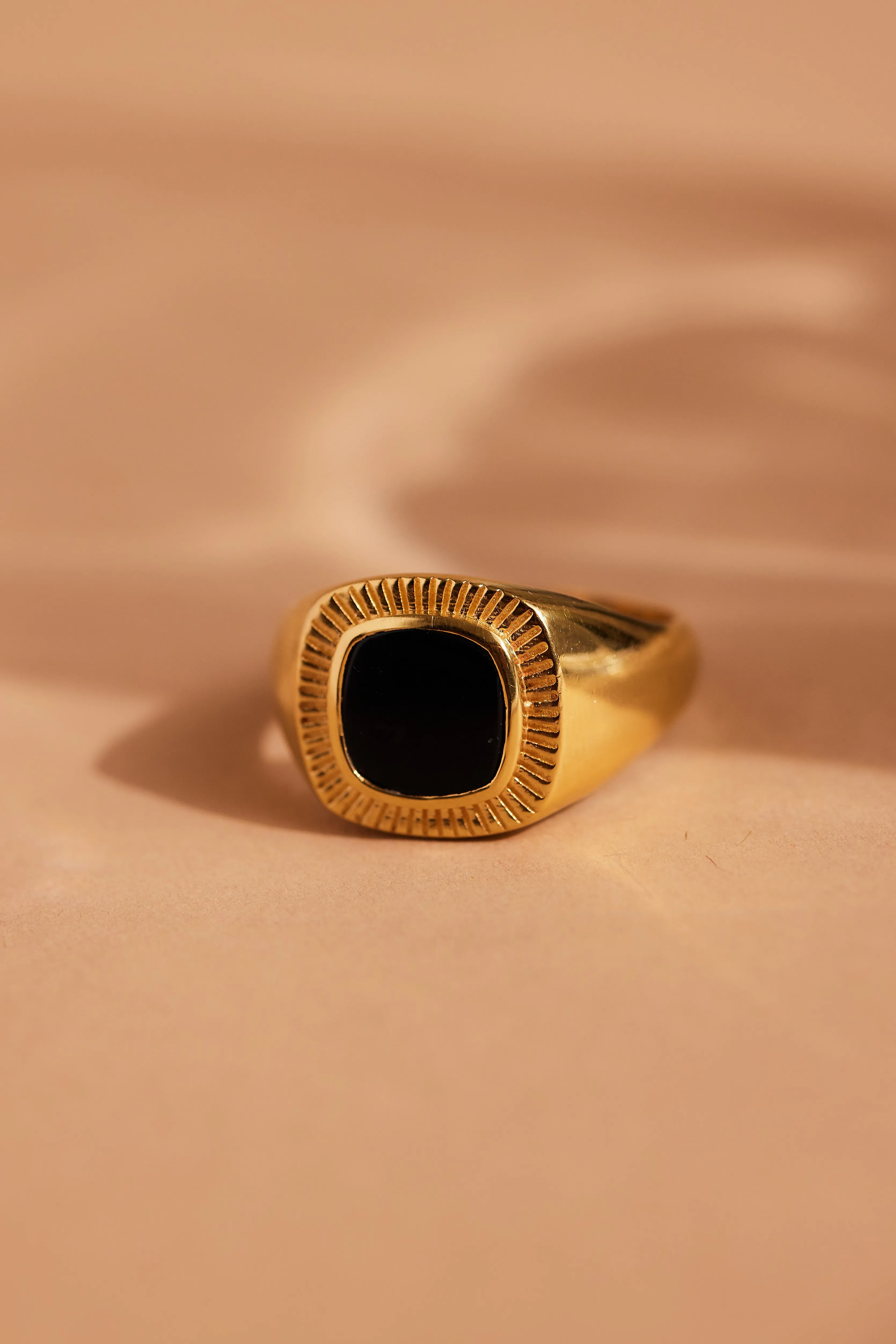 Lennox Black Onyx Gold Ring