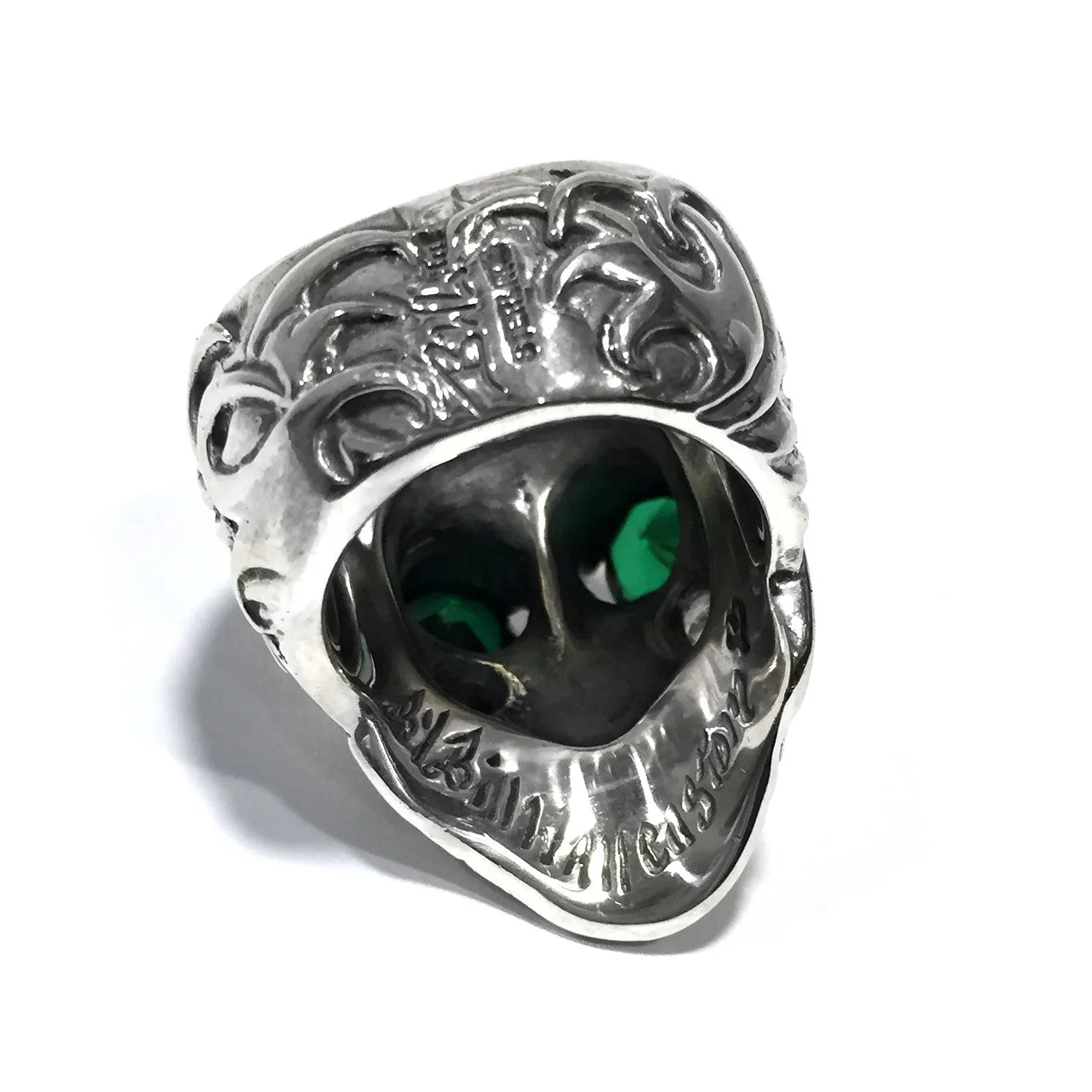 Lotus Blossom Graffiti Master Skull Ring stones