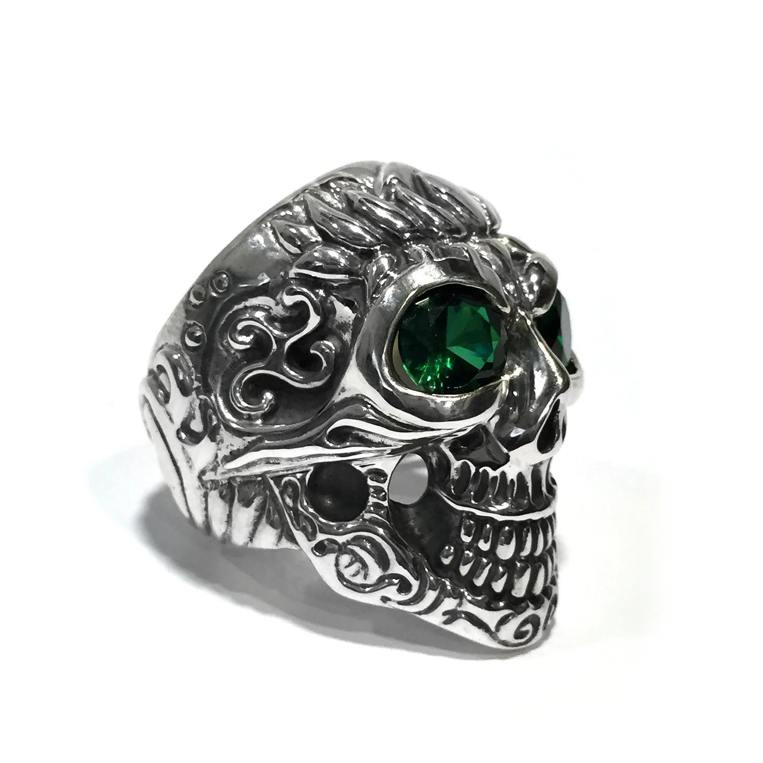 Lotus Blossom Graffiti Master Skull Ring stones